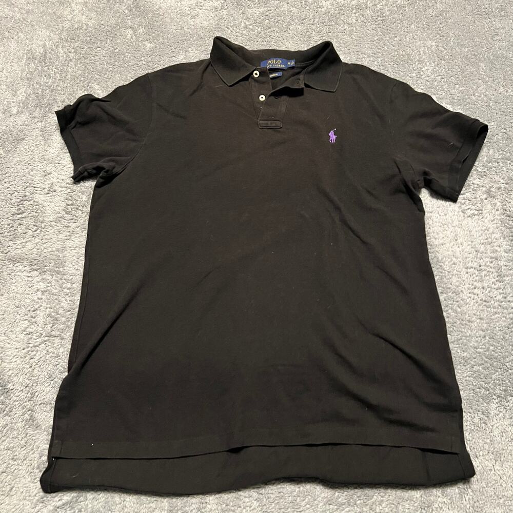 Polo Ralph Lauren Polo Shirt Mens XL Black Purple Pony Cotton Short Sleeve